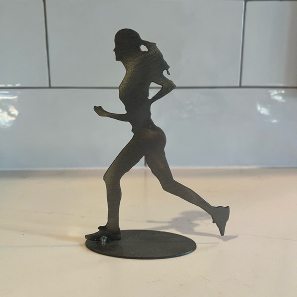 Woman Running Decorative Metal Welded Plate